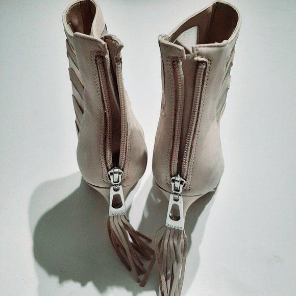 Guess Beige Pink Caged Mesh Lace Stiletto High Heel Booties SZ 6M - Picture 5 of 5